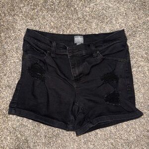 Soho Women's Distressed Black Jean Shorts